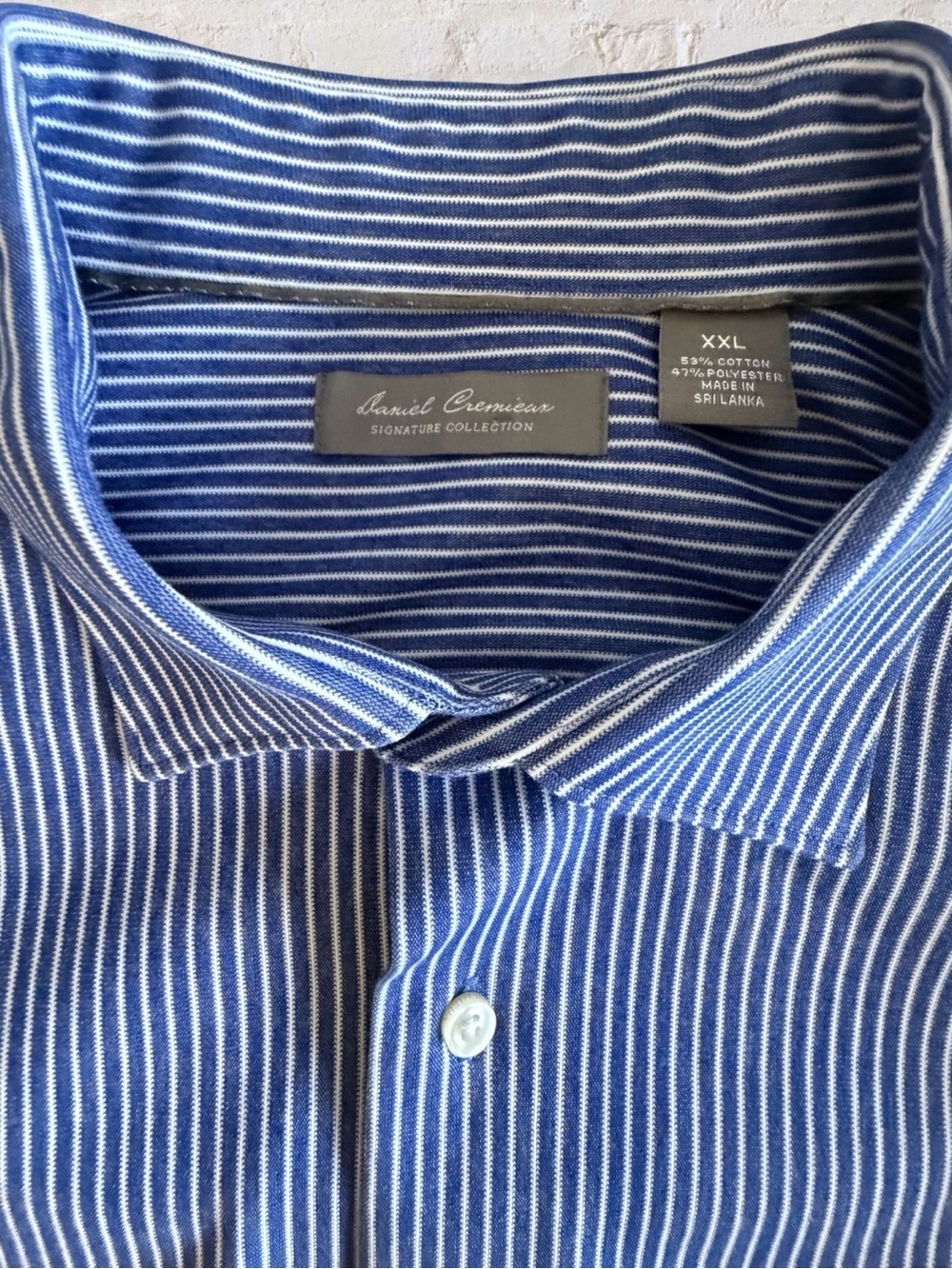 Daniel Cremieux Signature Collection Mens XXL Blue White Stripe Dress Shirt LS